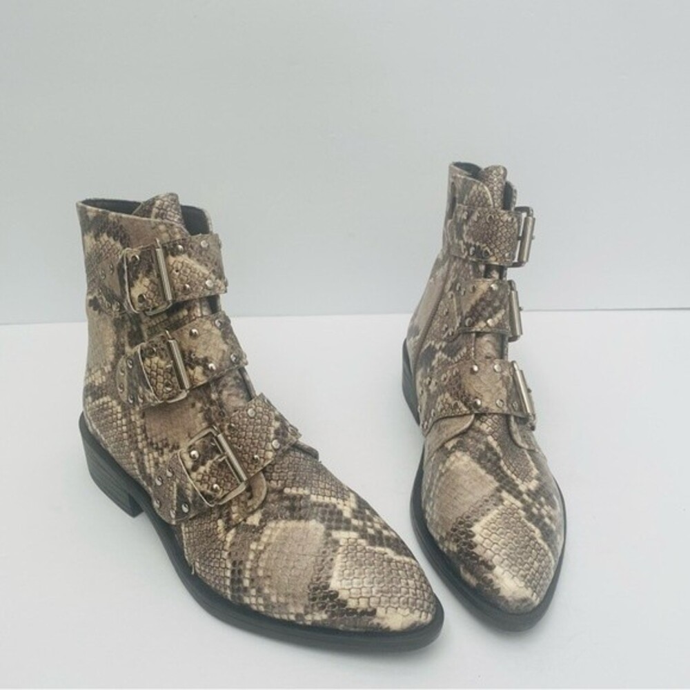 Steven  - New York Harmon Triple Buckle Ankle Bootie Snake Print